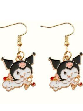 Earrings Kuromi Enamel Hello Kitty Love Cupid Dangle Sanrio Emo Scene Trendy Fun